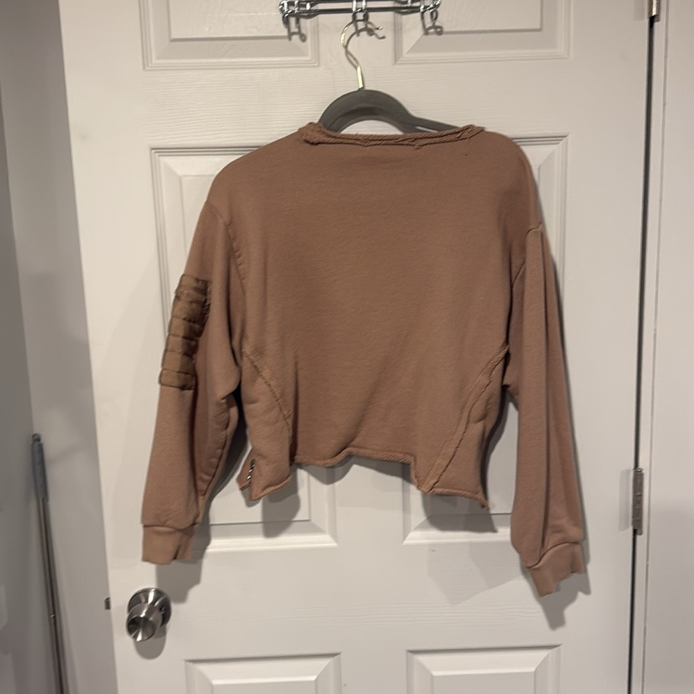 Vintage Havana Cropped Sweatshirt Tan Zip Detail Size L - Picture 4 of 8